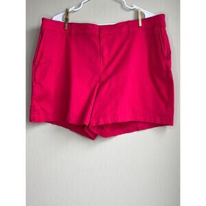 Lane Bryant Hot Pink Cotton Stretch Ruffle Pocket Classic Chino Shorts Size 20